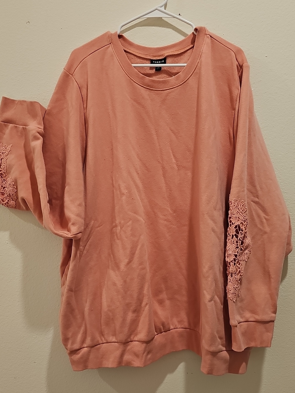 torrid Dusty Peach Lace-Sleeve Pullover